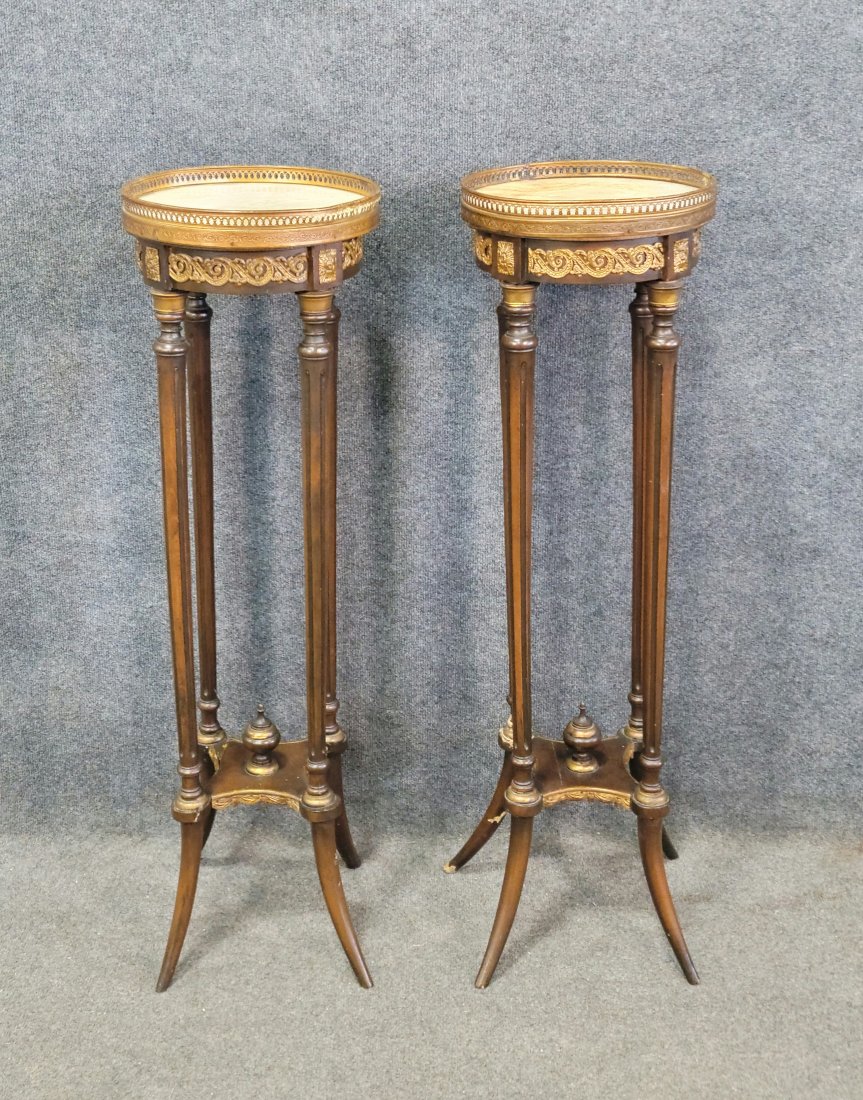 Pair Of Bronze Mounted French Pedastools: 40"H, 12"Diameter