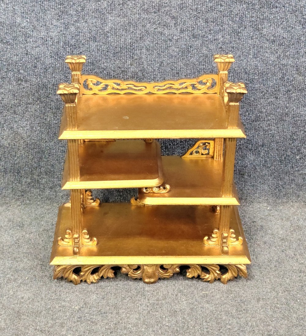 Antique Gilt Chinese Shadow Box: 13.50"H, 12.75"W, 6.75"D