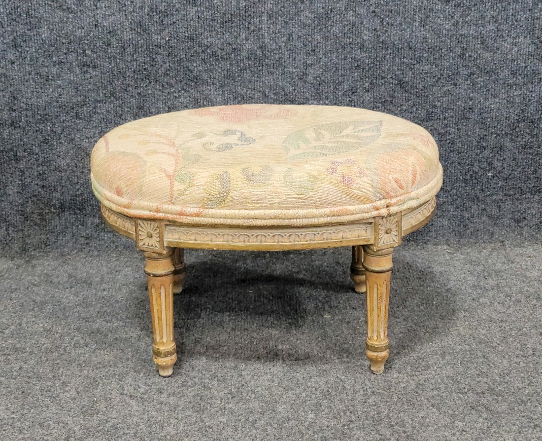 Antique Louis XV Style Footstool: 9"H, 15"W, 11"D