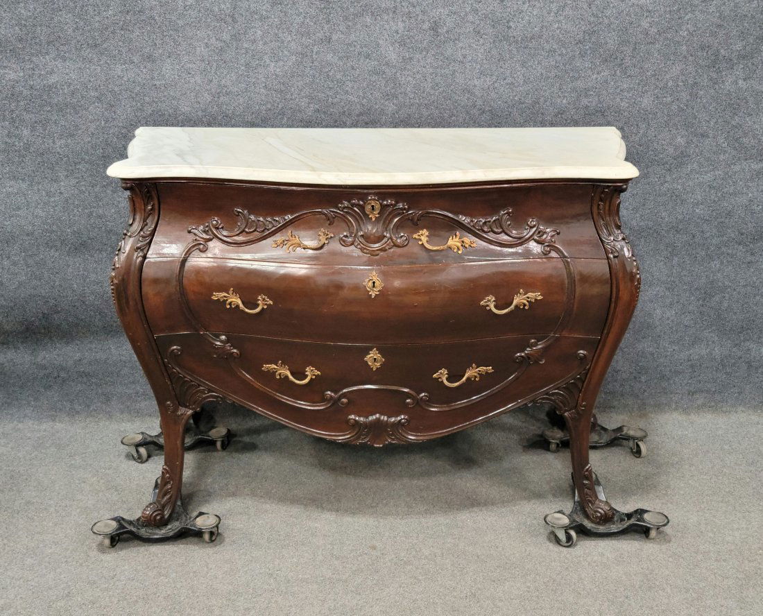 Marble Top Antique Bombay Commode: 36.25"H, 51.25"W, 22.75"D