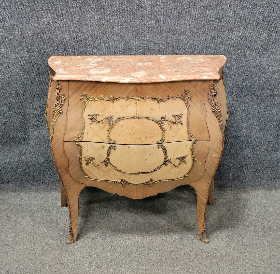 Marble Top French Commode: 31.50"H, 34.75"W, 16.50"D