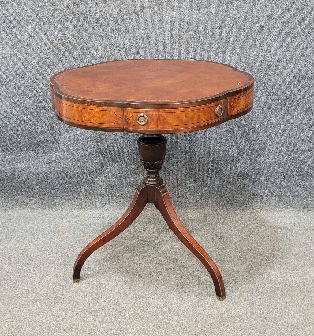 Charak Leather Top Table: 27.50"H, 25.50"Diameter
