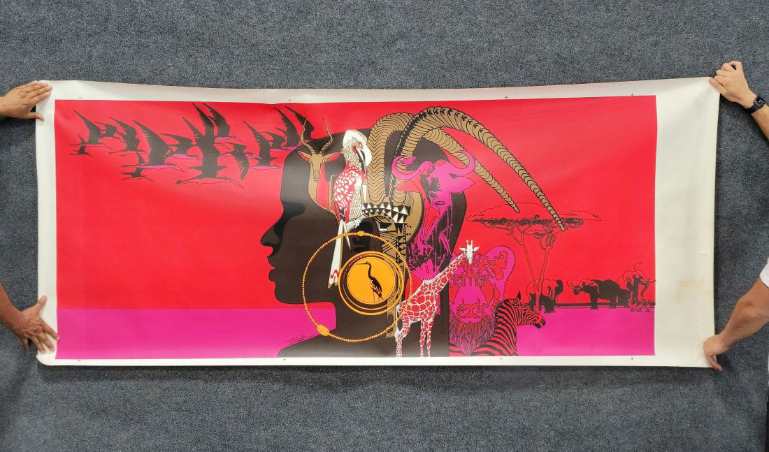 Mid Century Scroll Signed Bob Peak: Large