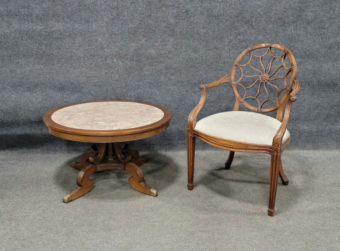 Baker Arm Chair And Regency Coffee Table: ---