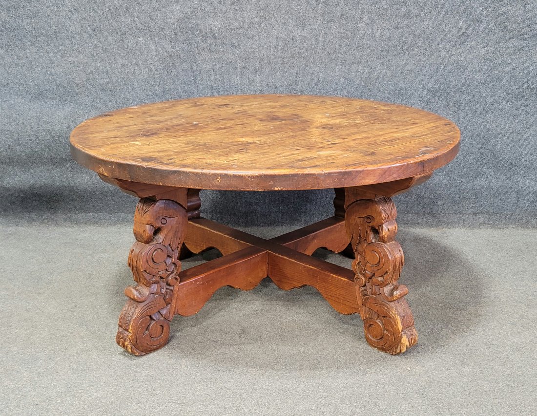 Antique Continental Coffee Table: 23.50"H, 47"Diameter