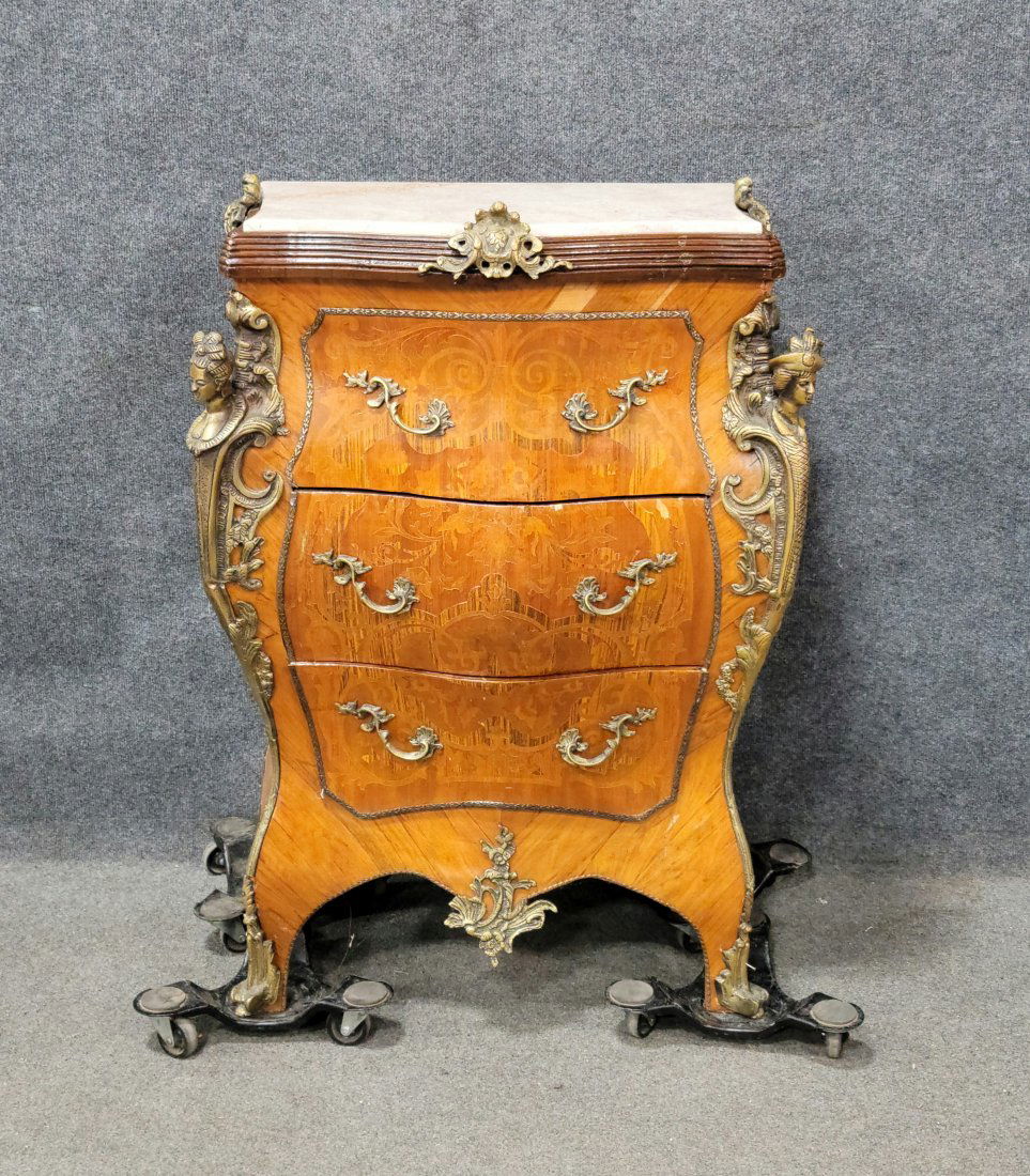 Bronze Mounted Marble Top Commode: 39"H, 26.50"W, 15"D