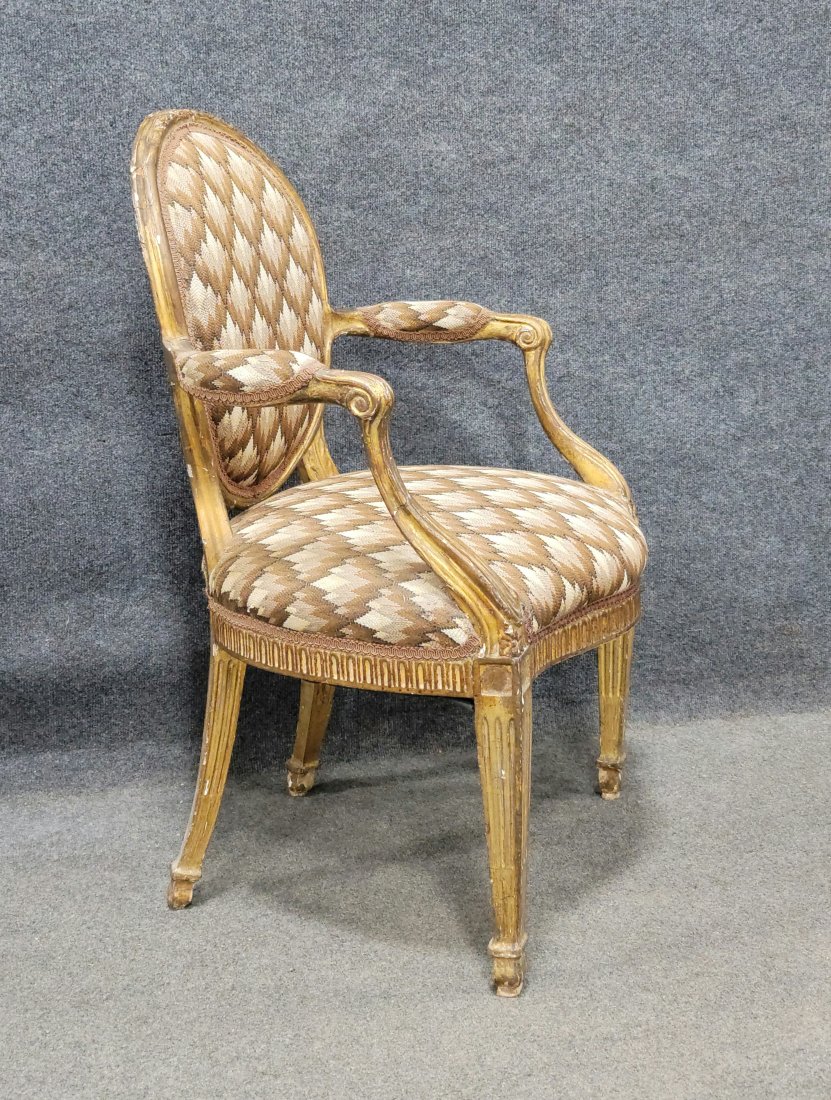 Early 19th Century French Arm Chair: 36"H, 25.25"W, 22"D, 17"SH