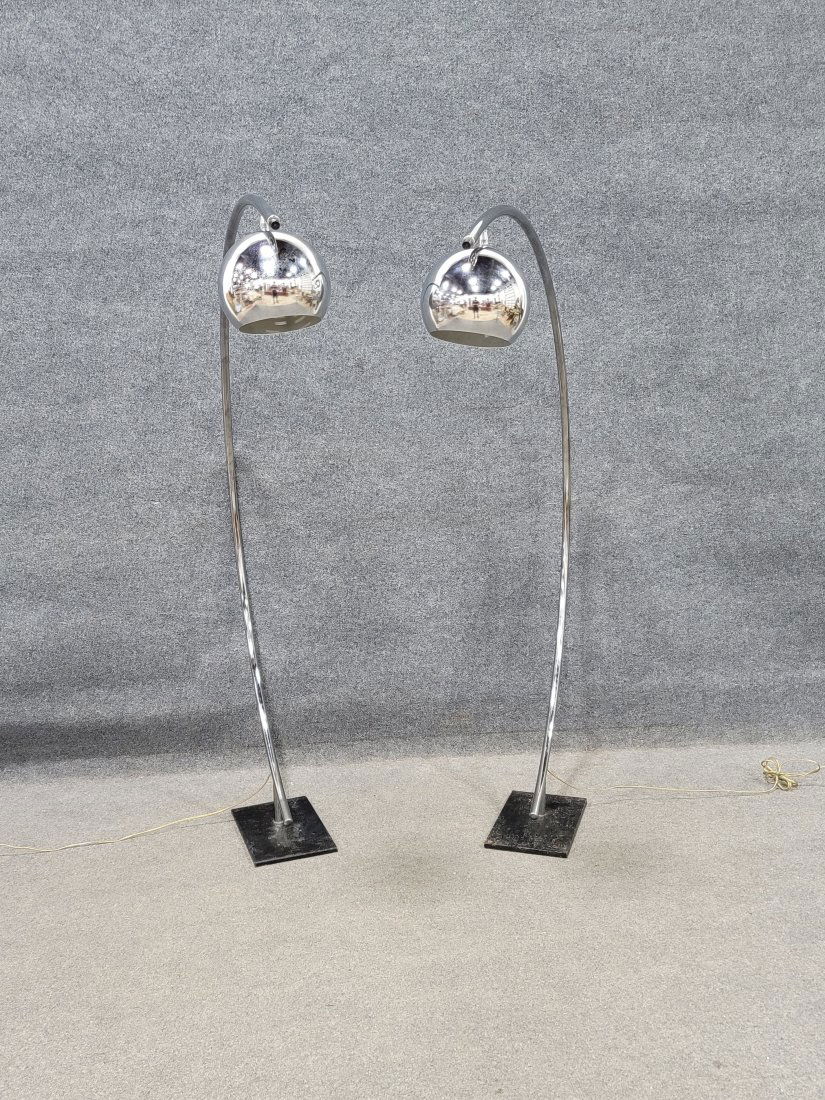 Milo Baughman Style Floor Lamps: 59.75"H, 8"W, 44"D