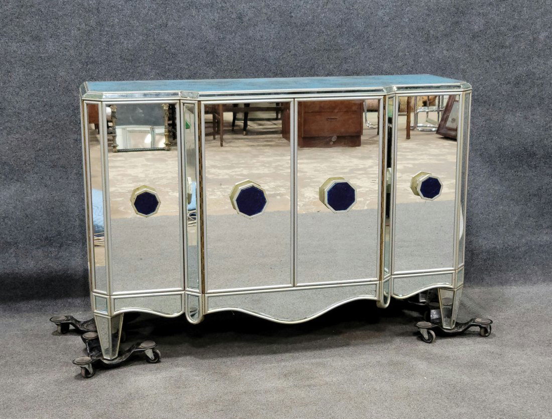Mirrored Commode: 36.50"H, 54.25"W, 18.50"D