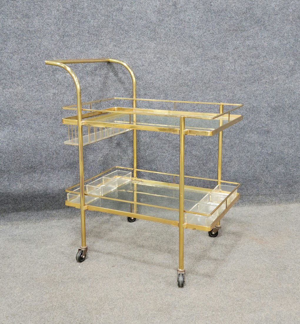 Mid Century Bar Cart: 35"H, 20.50"W, 29.50"D