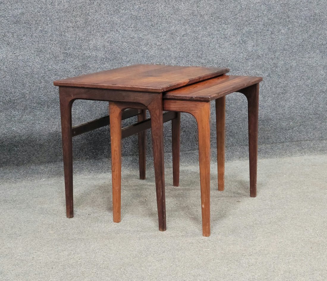 Mid Century Stack Tables: Big - 17.50"H, 20.50"W, 14.75"D | Small - 16.75"H, 18"W, 13.75"D