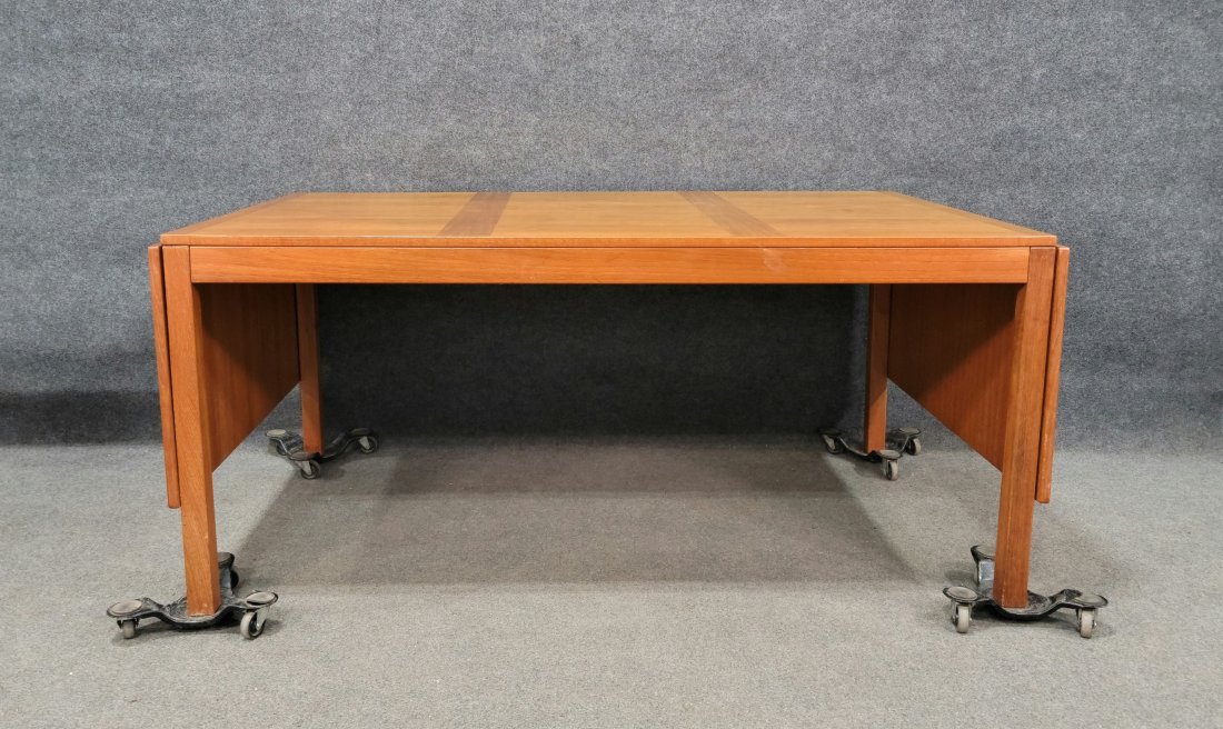 Vejle Stole Mobelfabrik Teak Dining Room Table Made In Denmark: 29"H, 66.75"W, 39.50"D, 104.50"W (w/ Extensions)