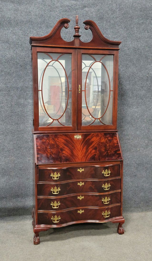 Mahogany Jasper Secretary Desk: 85"H, 35.50"W, 16"D