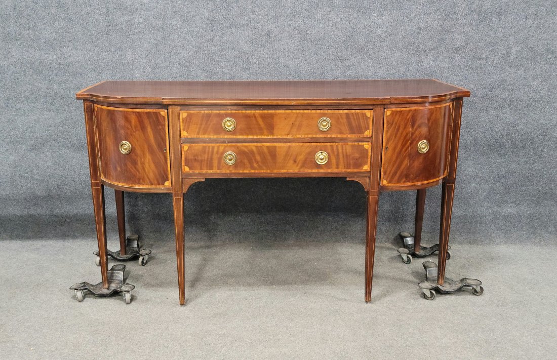 Antique Banded Mahogany Sideboard: 36.50"H, 66.50"W, 25"D