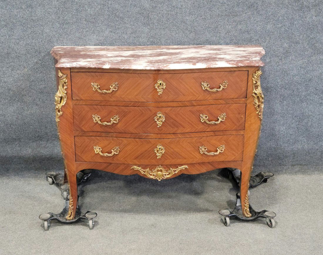 Bronze Mounted Marble Top Commode: 33.75"H, 47.50"W, 20.50"D