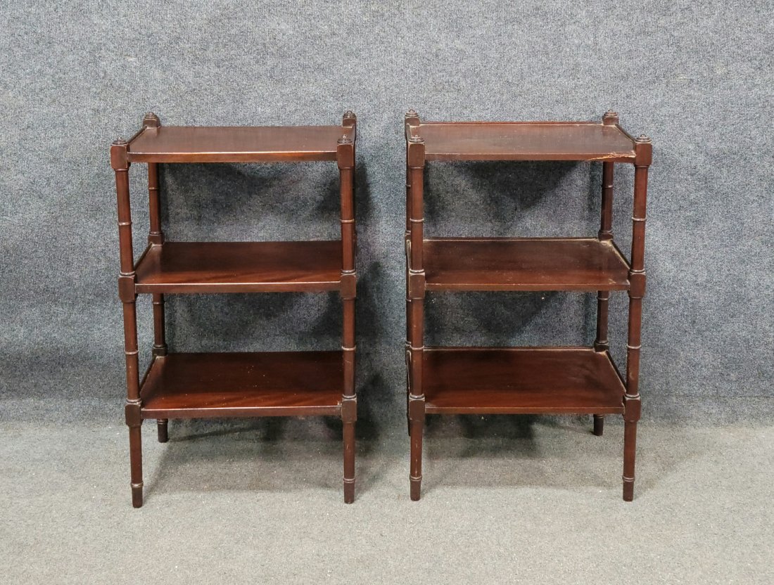 Pair Of 3 Tier Tables: 27.75"H, 16.75"W, 12.75"D