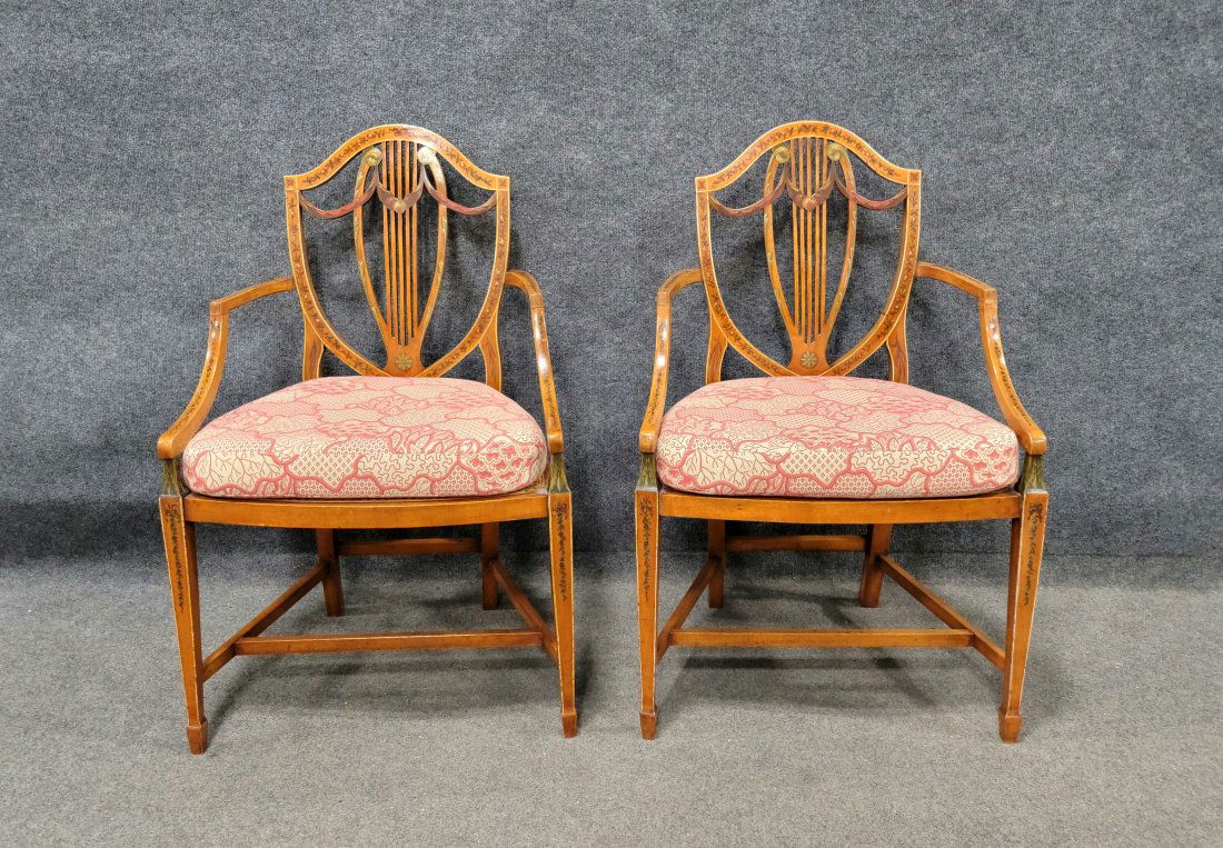 Pair Of Adam's Hand Painted Antique Arm Chairs (1 of 6)