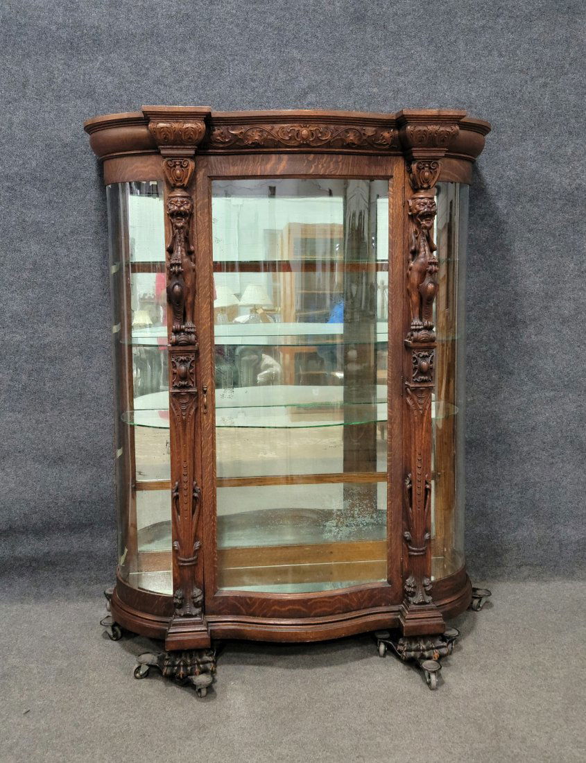 Carved Oak Horner Brothers China Closet (1 of 7)