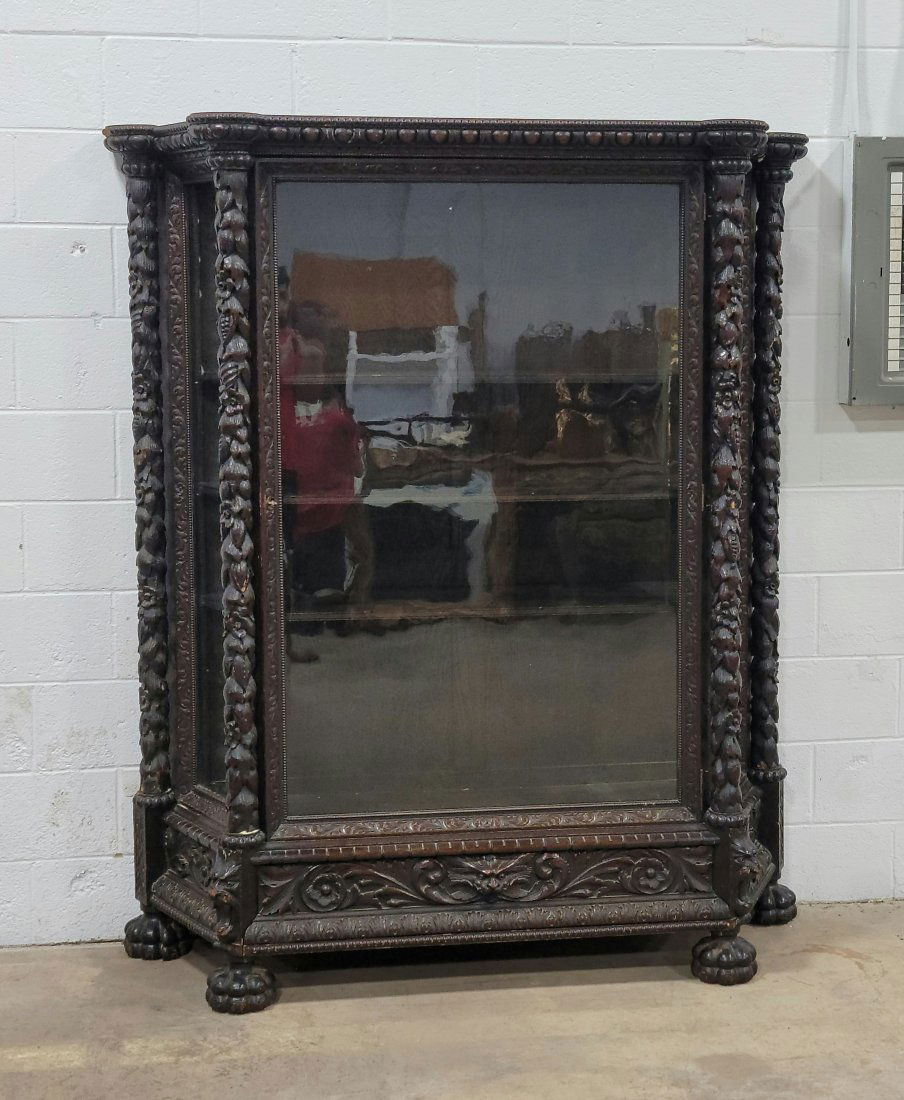 Carved Oak Horner China Cabinet (1 of 3)