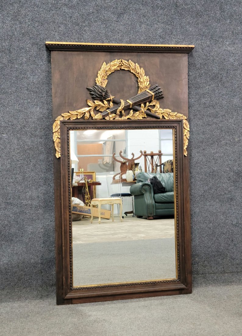 Made In Italy For B.Altman & Co. Italian Gilt Trumeau Mirror: 48.75"H, 28.75"W