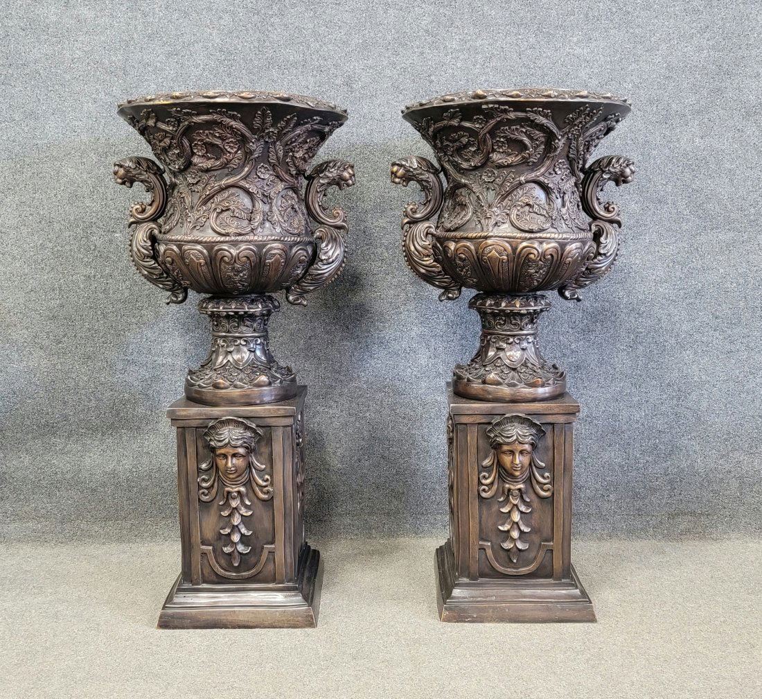 Pair Of Large Bronze Urns (1 of 4)
