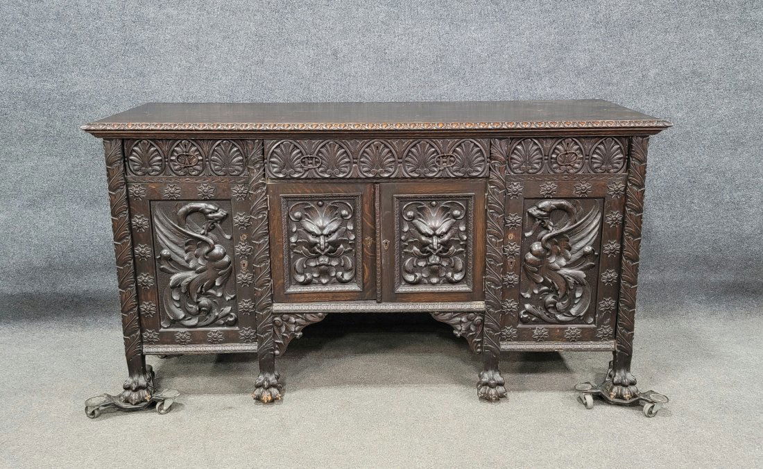 Carved Horner Oak Sideboard (1 of 6)