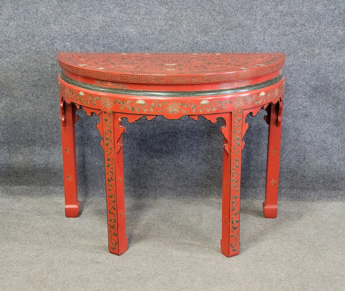 Chinese Demi Lune Console: 31"H, 40"W, 20"D