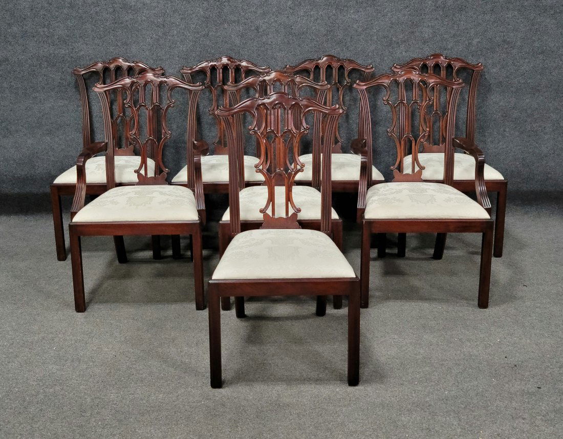 8 Henkel Harris Chippendale Dining Chairs (1 of 5)