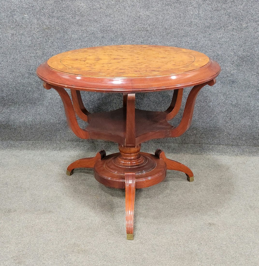 Inlaid Center Table: 27.50"H, 32"Diameter