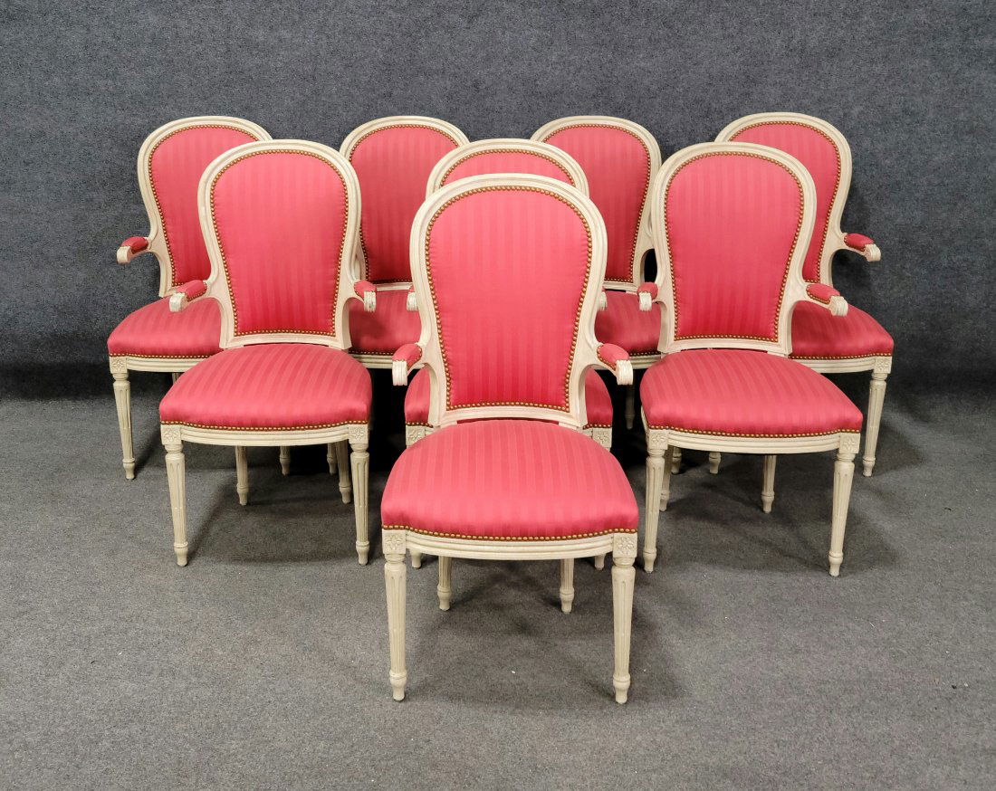 8 White Painted Jansen Style Chairs (1 of 5)