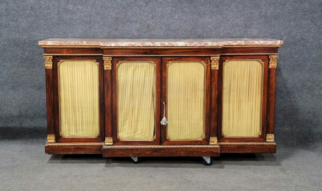 19th Century Marble Top Bronze Mounted Rosewood Credenza (1 of 6)