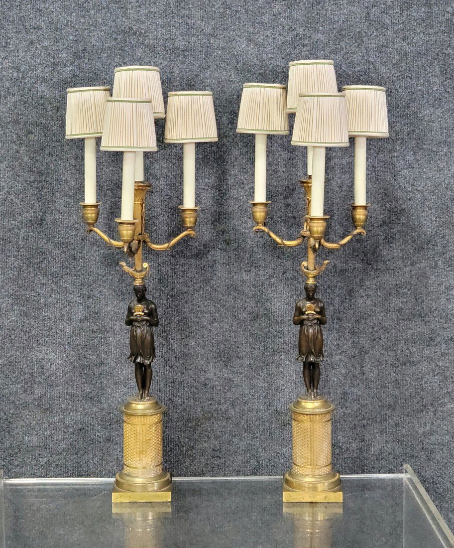 Pair Of French Empire Bronze Candelabras (1 of 3)