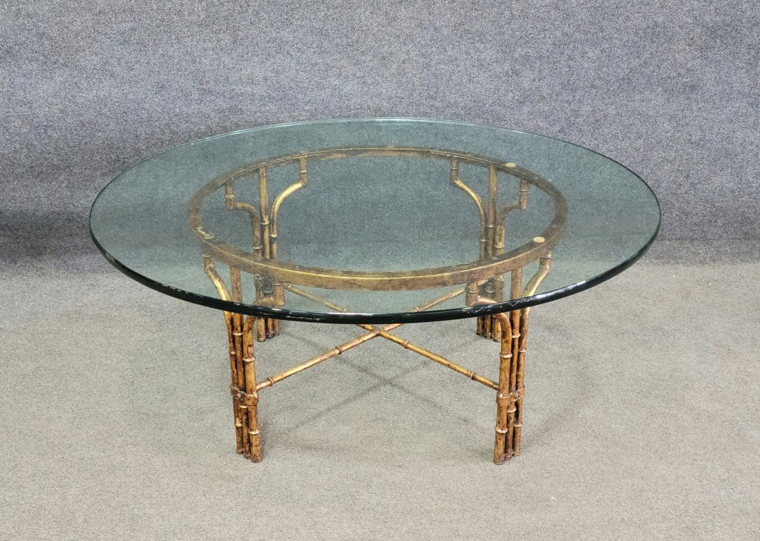 Glass Top Faux Bamboo Gilt Coffee Table (1 of 4)