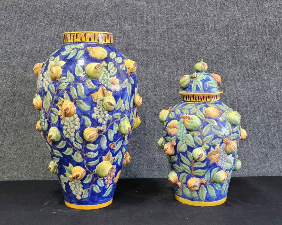 Pair Of Large Majolica Vases (1 of 5)