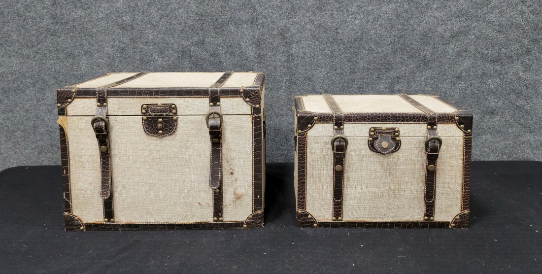Pair Of Trunks: Large - 13"H, 18.50"W, 14.50"D | Small - 10.75"H, 16"W, 11.50"D