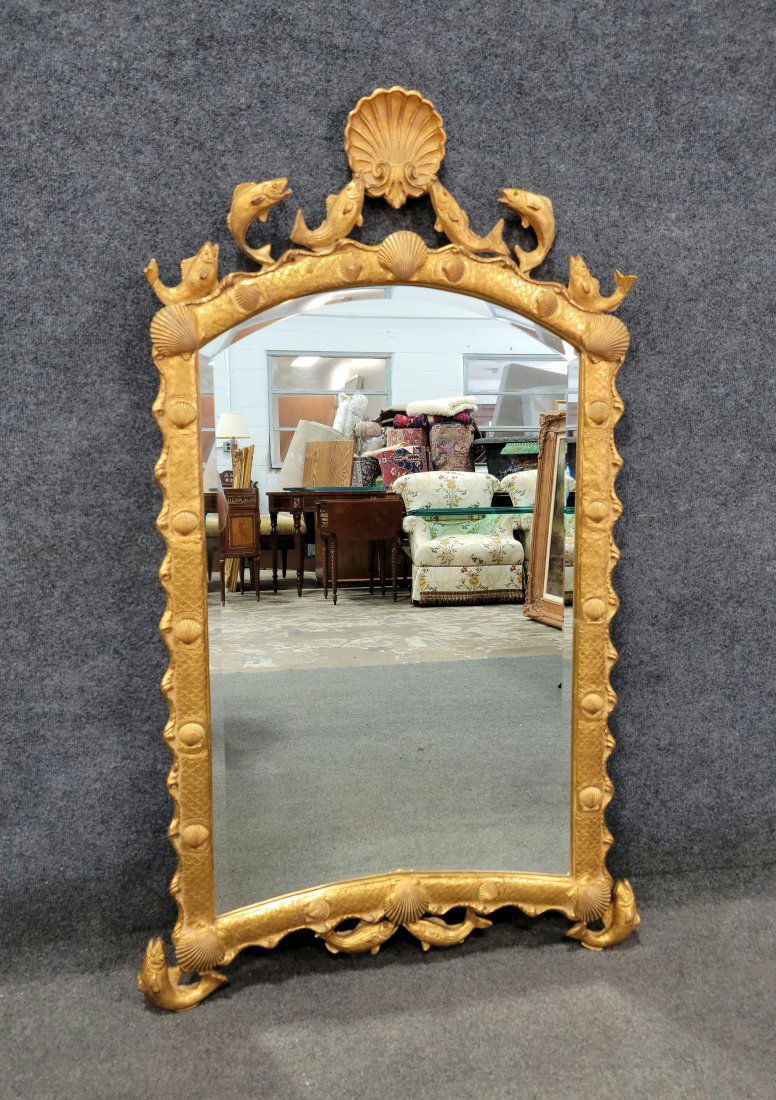 Large Gilt Carved Dolphin Mirror (1 of 5)