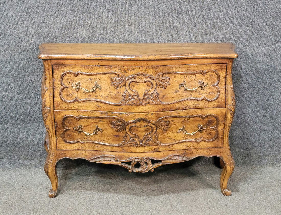 Country French Two Drawer Commode: 31.50"H, 45.25"W, 16.50"D