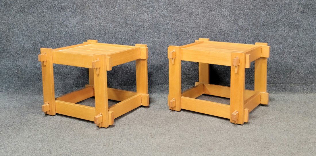 Pair Of Arts And Crafts Style End Tables: 15"H, 19"W, 19"D