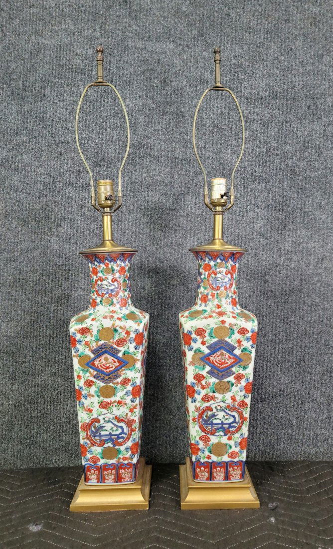 Pair Of Rose Medallion Lamps (1 of 1)