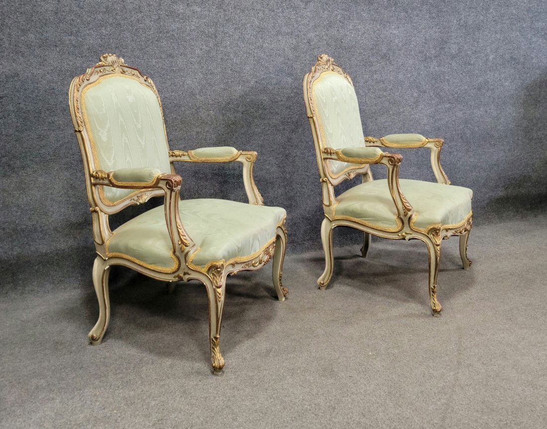 Pair Of Gilt Italian Arm Chairs Early 19th Century (1 of 5)