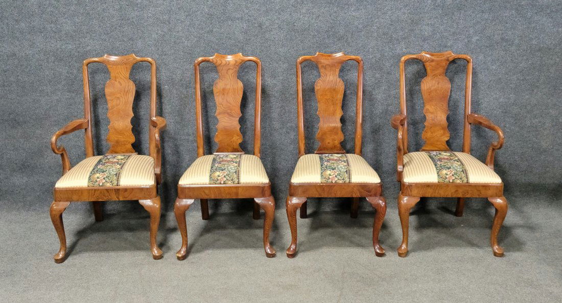 4 Henredon Dining Chairs: Arms - 40.25"H, 22.50"W, 25"D, 18"SH | Sides - 40.25"H, 21"W, 24"D, 18"SH