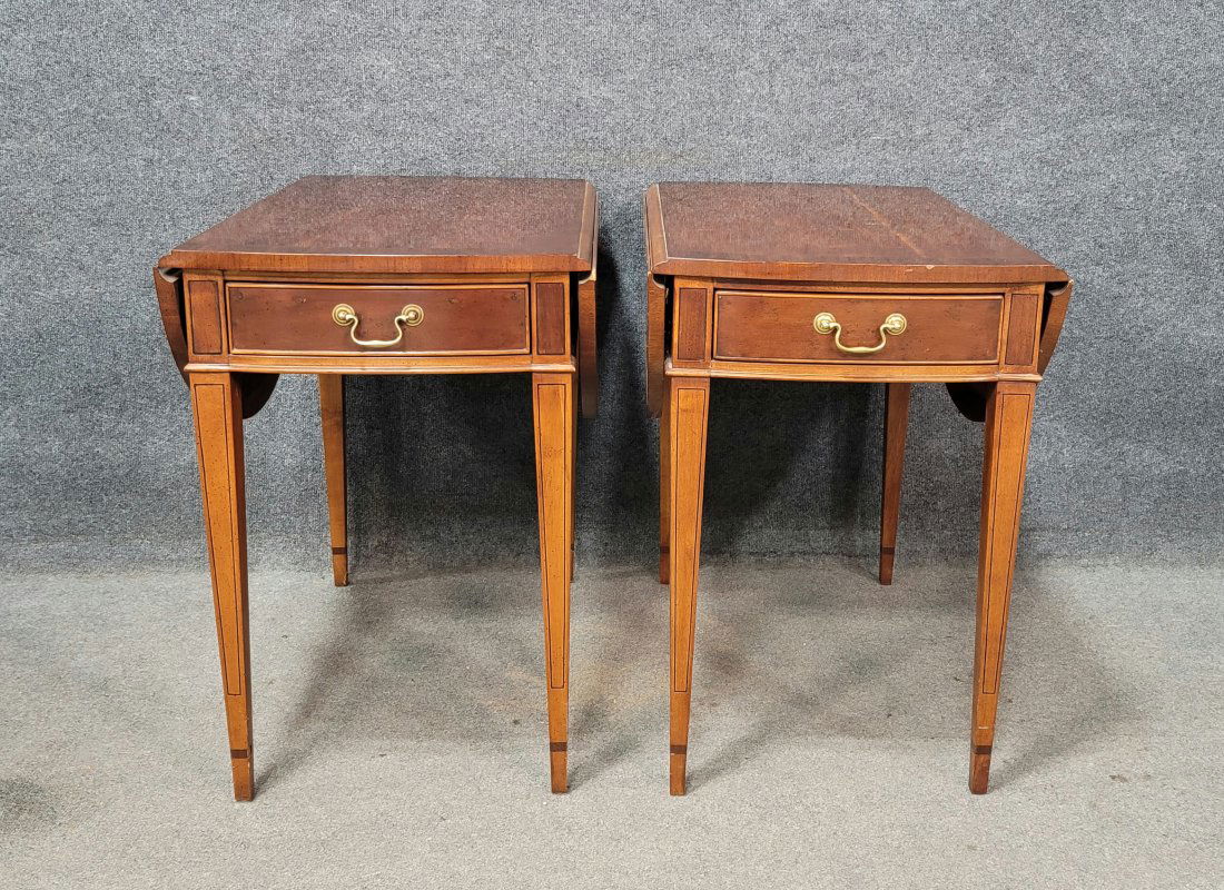 Pair Of Henredon Pembroke Tables With Yew Wood Tops (1 of 7)