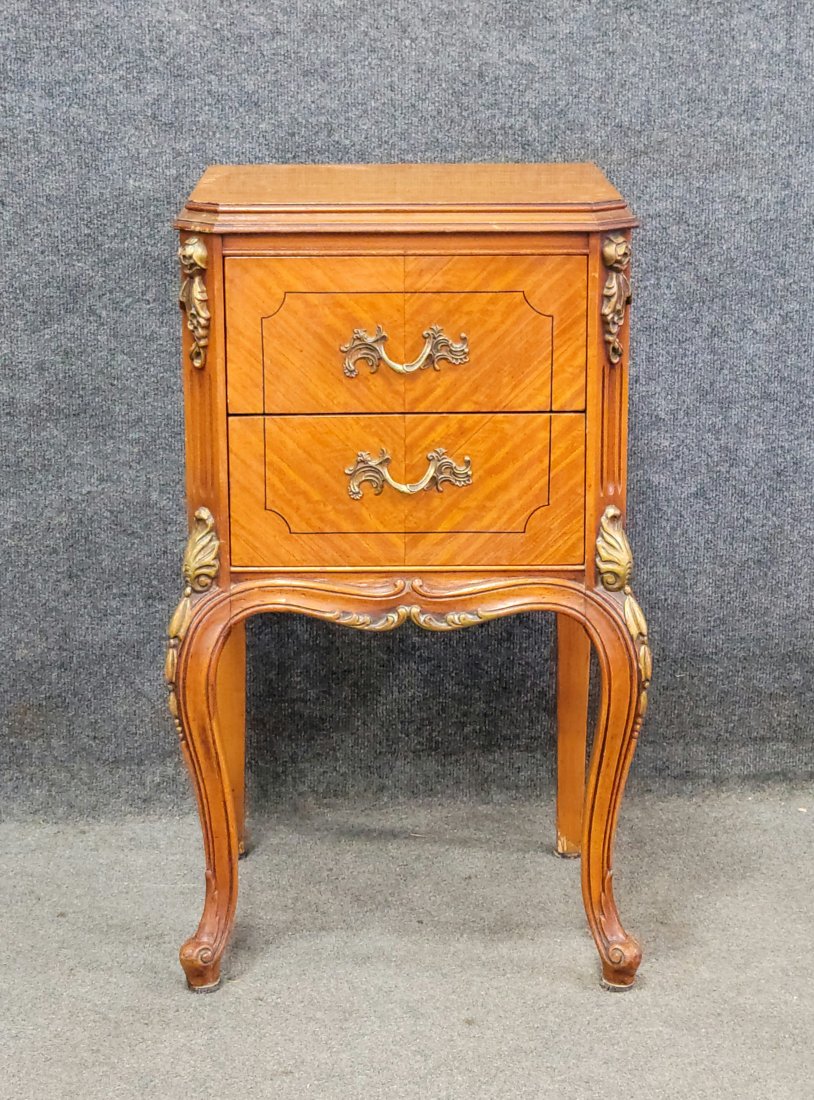 French Satinwood Nightstand: 28.50"H, 16"W, 14"D
