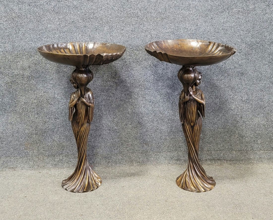 Pair Of Bronze Bird Baths (1 of 4)