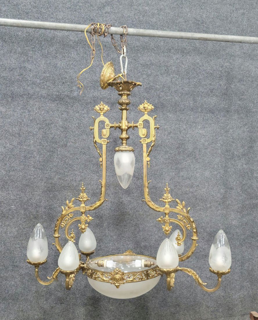 Large Bronze Chandelier (1 of 4)