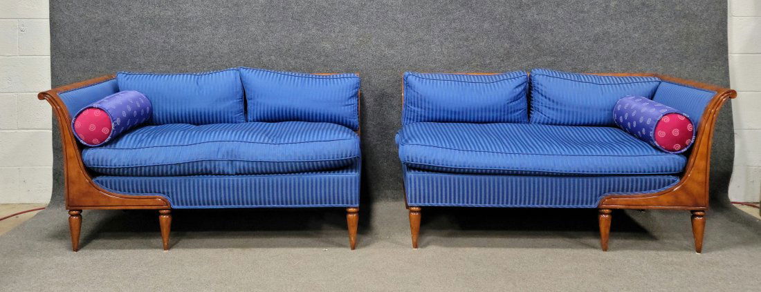 Pair Of Meyer Gunther Martini Regency Settee's: 28"H, 54"W, 29.50"D, 17"SH