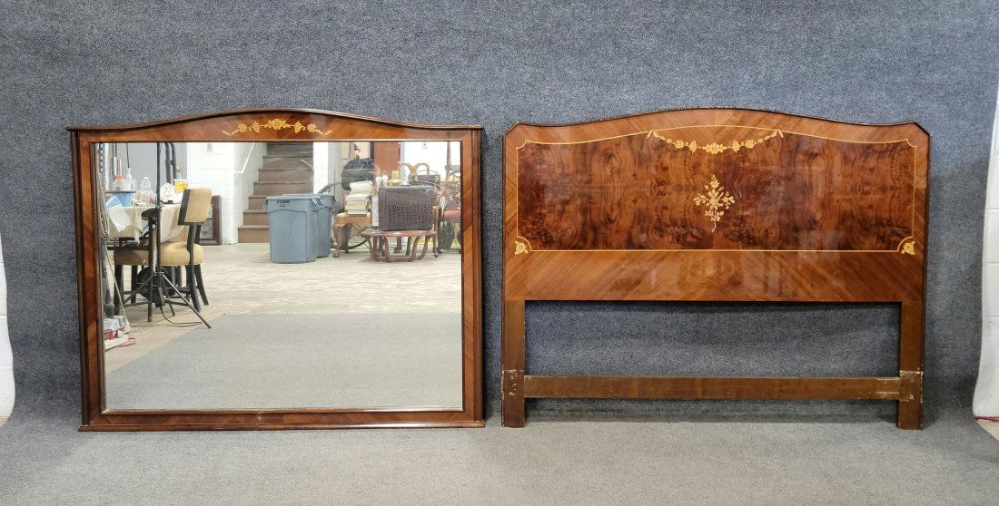 Inlaid Headboard And Mirror: Mirror - 47.50"H, 60"W | Headboard - 47.50"H, 61.25"W