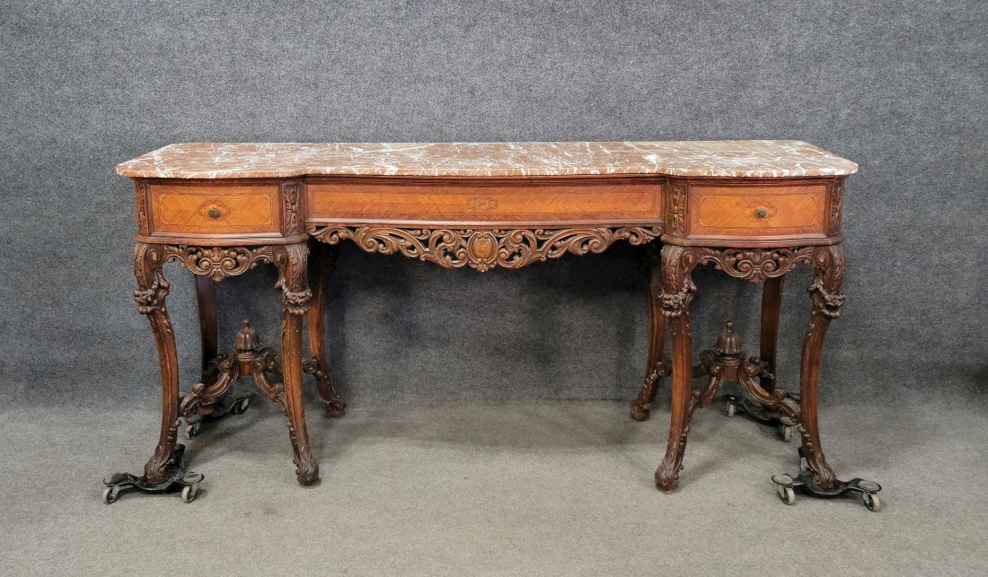 Satinwood Marble Top Inlaid Sideboard (1 of 6)