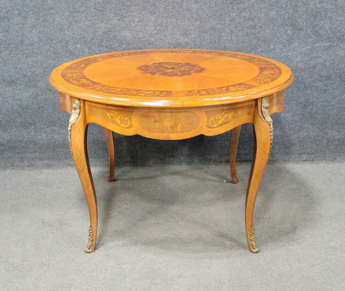 Large French Inlaid Bronze Mounted Center Table (1 of 5)