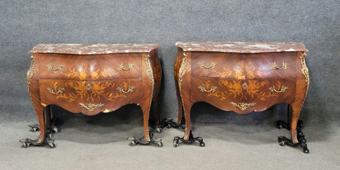 Pair Of Marble Top Commodes (1 of 6)